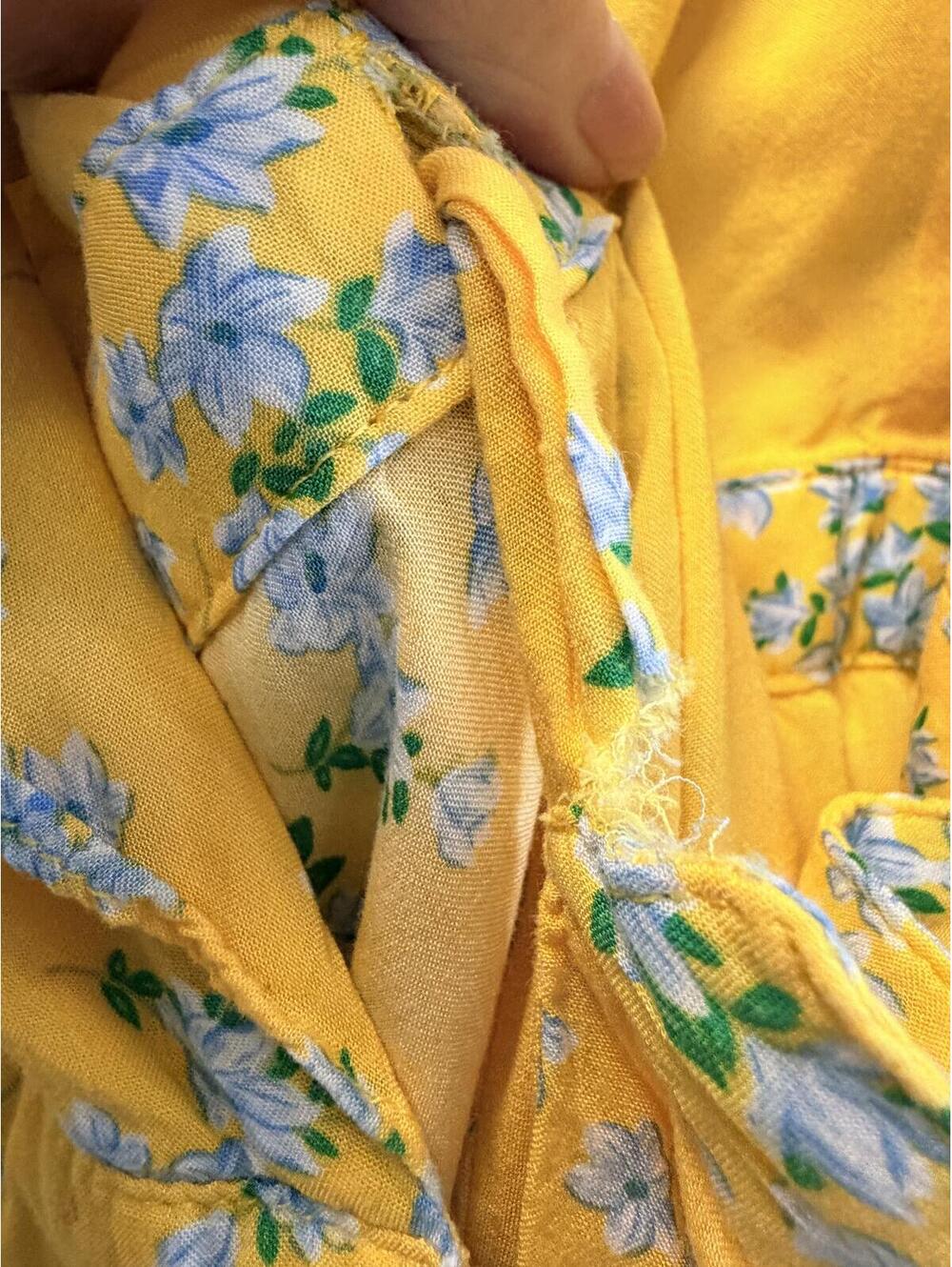 Draper James RSVP Yellow Floral Ruffle Wrap Dress Size M - Picture 6 of 8